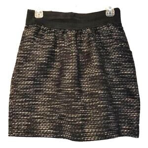 Outback Red A-Line Mini Skirt Elastic Waist Lined Tweed Spacedye Black Womens M